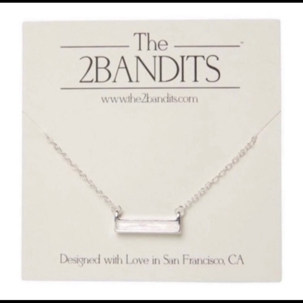 Rachel Zoe-The 2 Bandits Silver with Opal bar Necklace